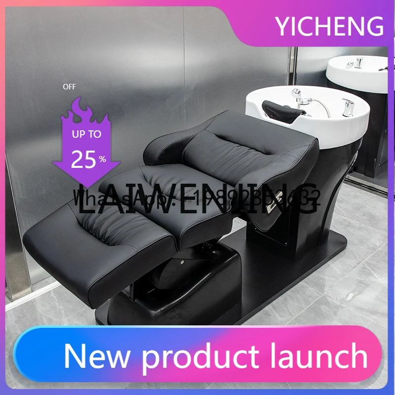 

YZ3Lifting Barber Shop Lying Half Flushing for Hair Salon Stainless Steel Hairdressing Ceramic Basin Shampoo Chair