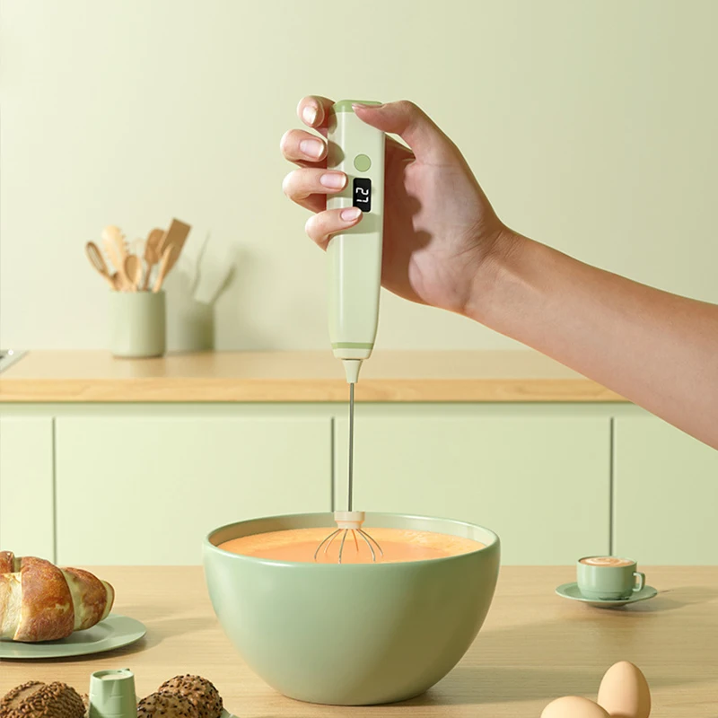 خلاط كهربائي محمول قابل لإعادة الشحن عبر USB مع شاشة ديجيتال، خلاط قهوة الحليب الكهربائي، رغوة الحليب الكهربائية