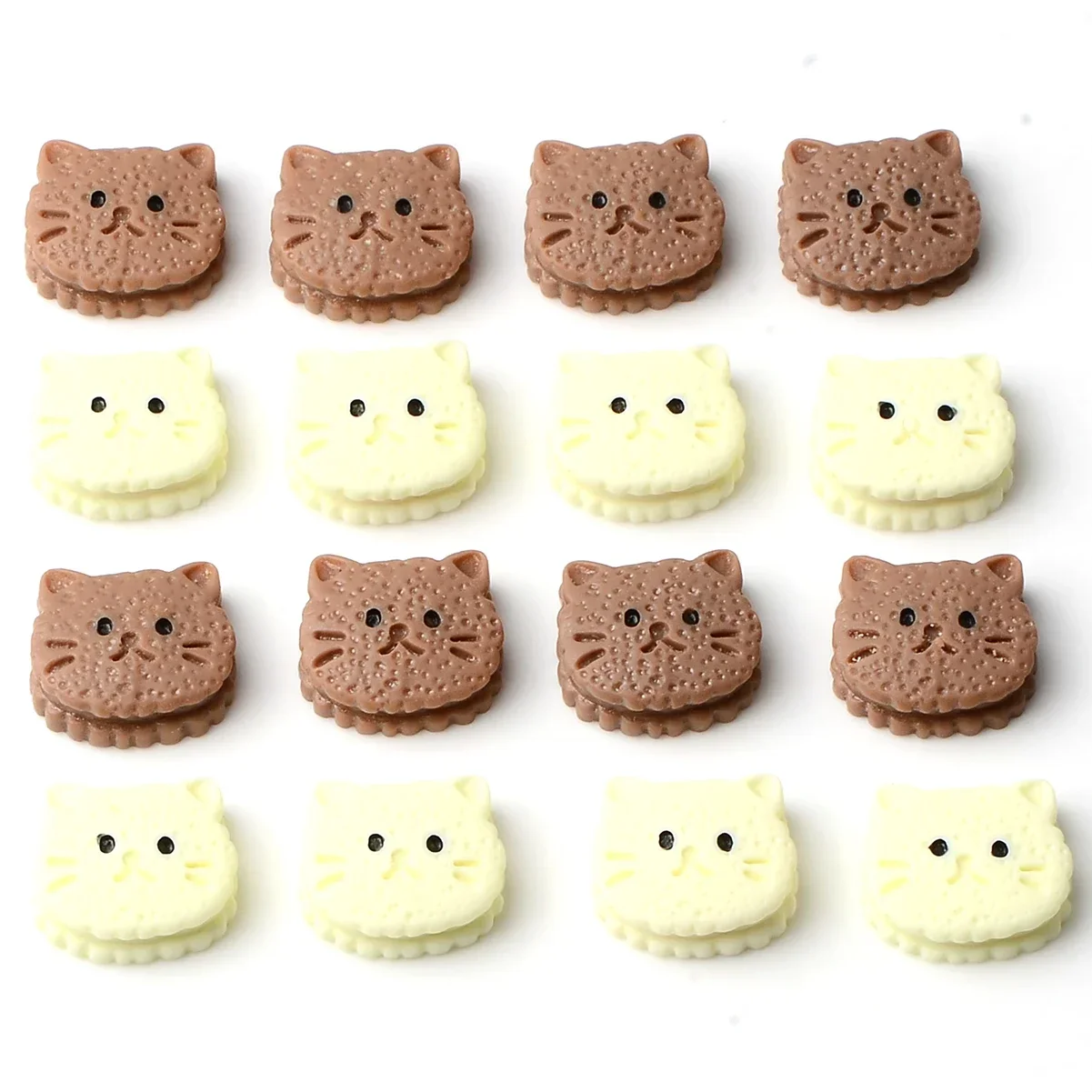 

20 шт. белые и коричневые акриловые бусины в форме кошачьего печенья с ручной росписью для изготовления ювелирных изделий, очаровательный браслет, ожерелье, аксессуары