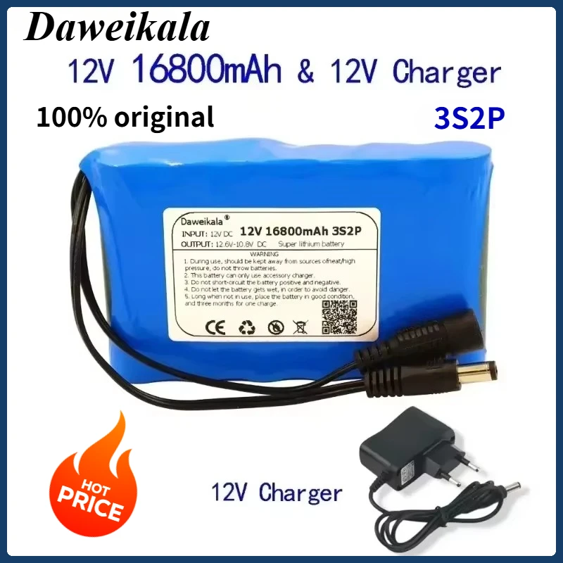 

12V 18650 Battery pack 16800mAh 18650 Rechargeable batteries 12.6V PCB Lithium Battery pack Protection Board 12.6V 1A Charger
