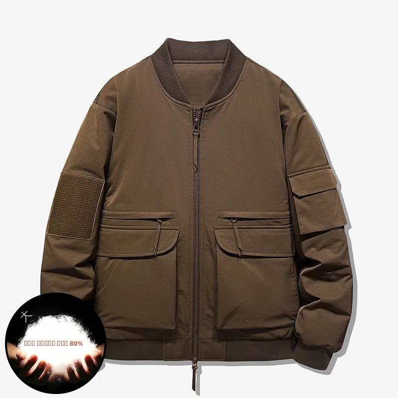 

Новая мужская зимняя утепленная куртка-пуховик 2025 года с воротником-стойкой, ветрозащитная, водонепроницаемая, из полиэфирного волокна