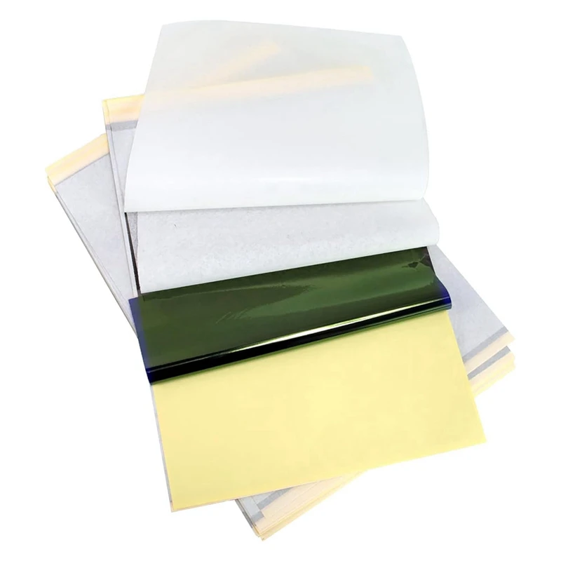 100 fogli di carta per trasferimento tatuaggi, carta per tempesti di stencil fai-da-te a 4 strati per tatuaggi, forniture per tatuaggi, formato A4