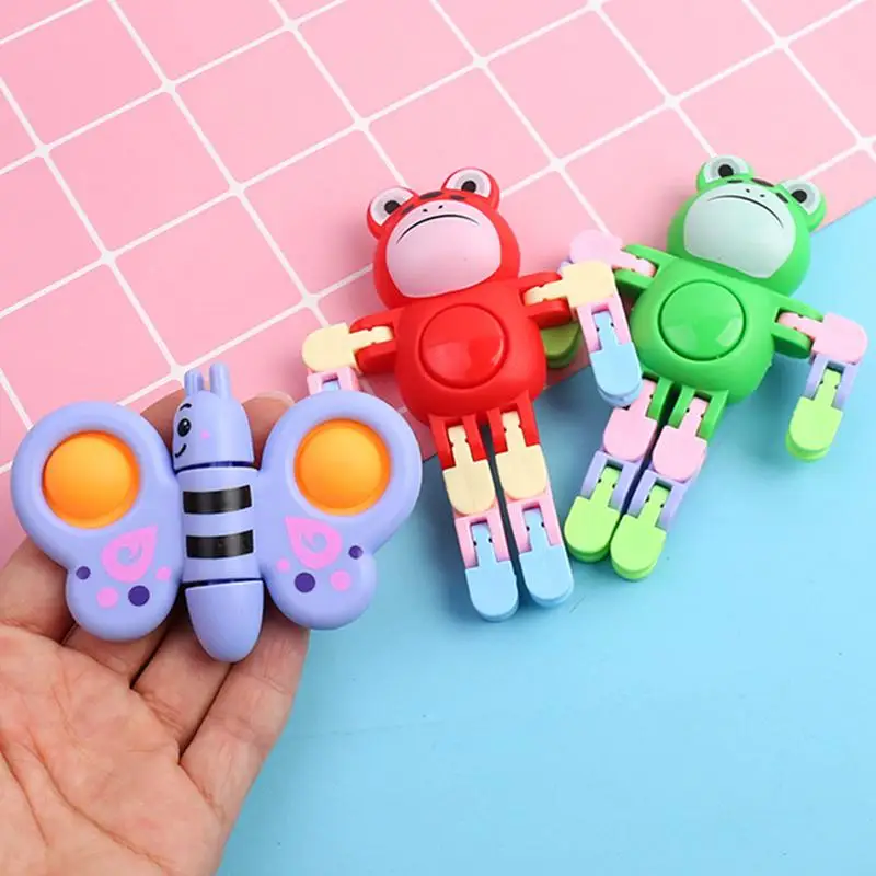 Pequenos brinquedos fidget dos desenhos animados animal corrente brinquedos fidget dedo spinners criativo dedo brinquedos transformáveis alívio do estresse fidget