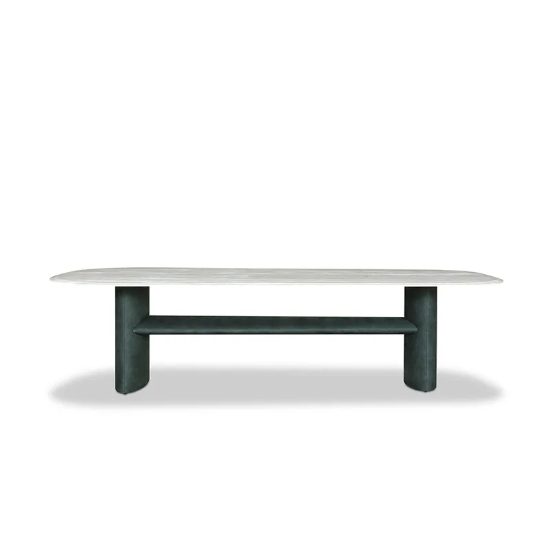 

Light luxury marble dining table Nordic style design irregular oval dining table solid wood