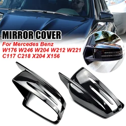 Side Mirror Cap Covers Black For Mercedes BENZ W176 W246 W212 W204 C117 X156 X204 W221 C218 A B C E S CLA GLA GLK Class