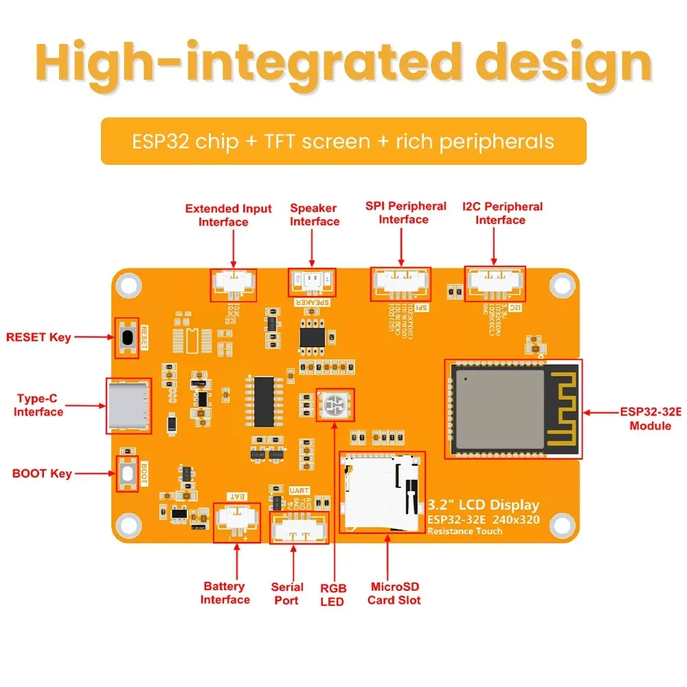 Keyestudio 3.2 pouces ESP32-W-ROOM-32E écran TFT 240x320 LCD affichage IPS Angle de vision complet interface SPI pour Arduino ESP32