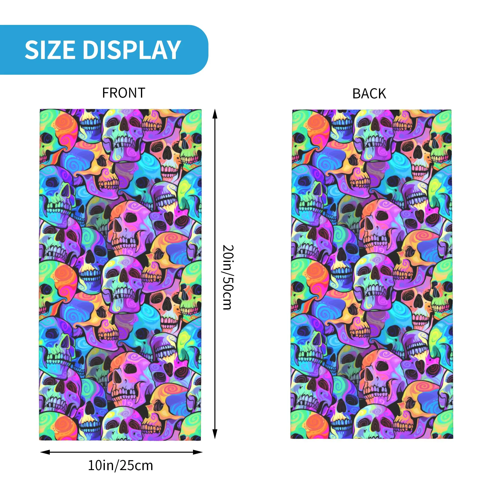 Colorful Horror Skeleton Gothic SKull Bandana Neck Warmer Women Men Winter Ski Tube Scarf Gaiter  Face Cover