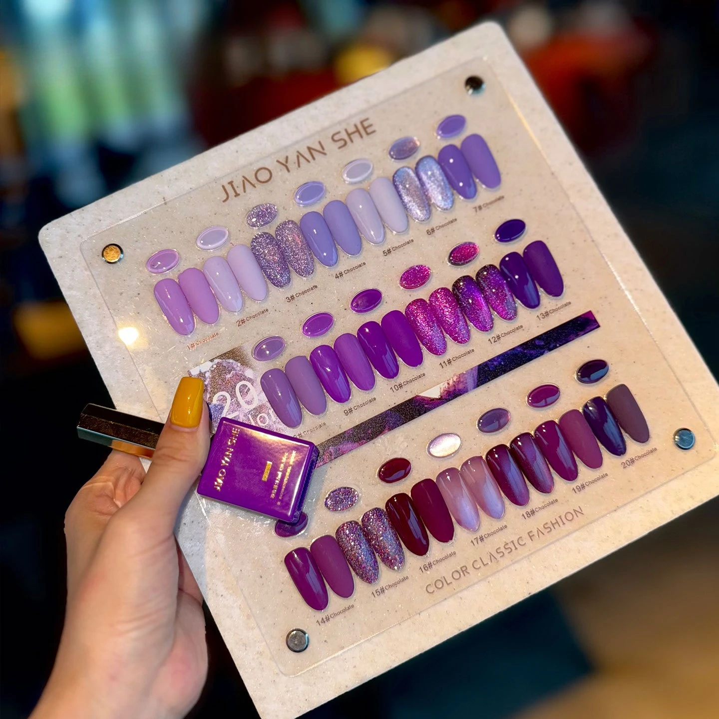20Pcs/Set Purple Green Blue Color Series Nail Gel Glitter Semi Permanent UV LED Gel Nail Art Soak Off Polish Kit Design Manicure