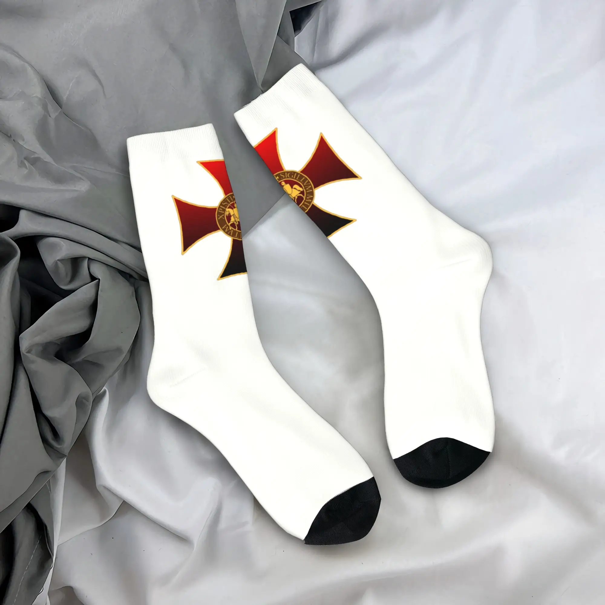 

Custom Kawaii Men's Knights Templar Seal Cross Dress Socks Unisex Warm Breathbale 3D Print Crusader Crew Socks