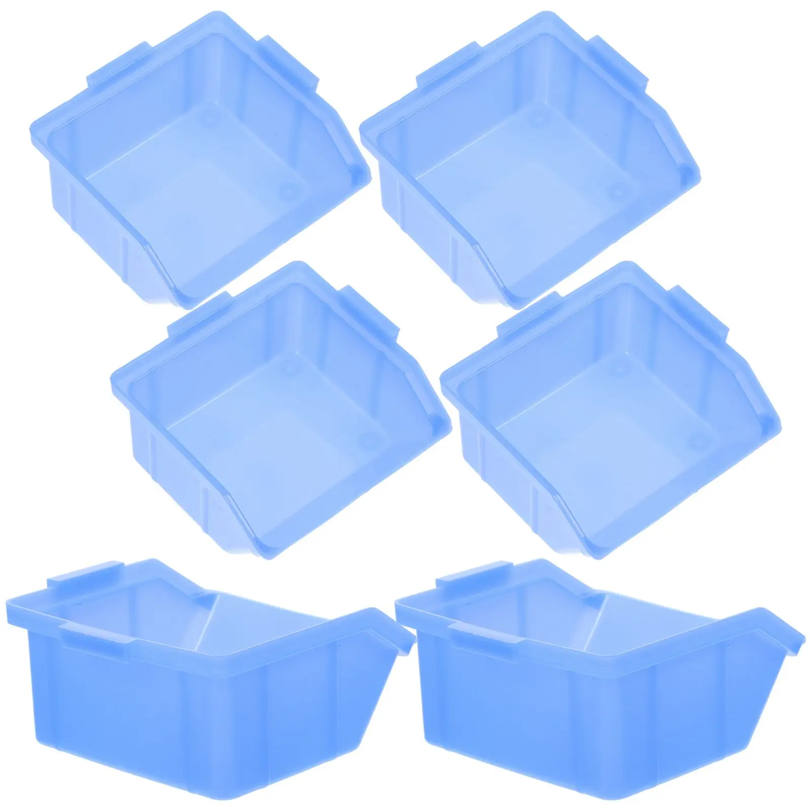 6pcs Blue PP Plastic Parts Storage Boxes for Tools Accessories Workshop Organization Hardware Classification Nesting Bins