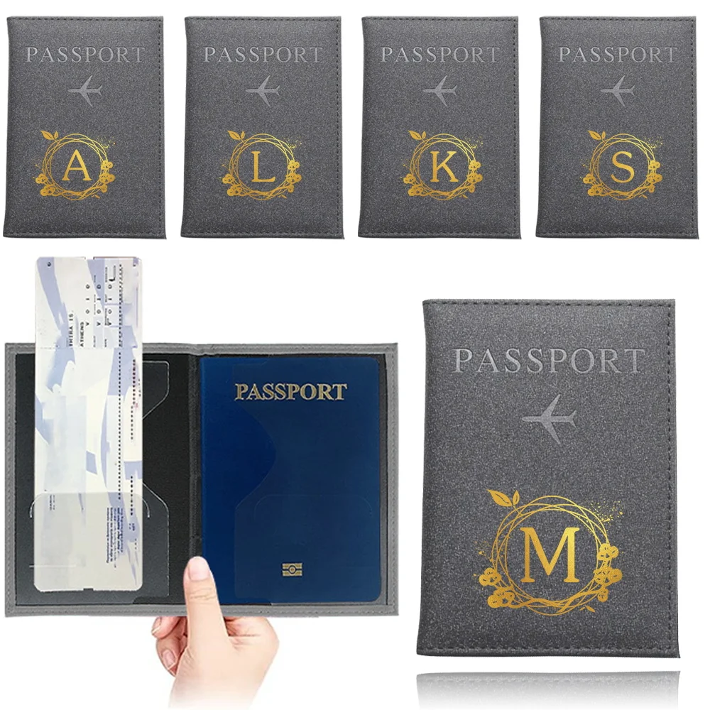 Airplane Travel Passport Cover Unisex Wreath Series Business Card Passport Wallet Passport Credit Card Holder UV Printing