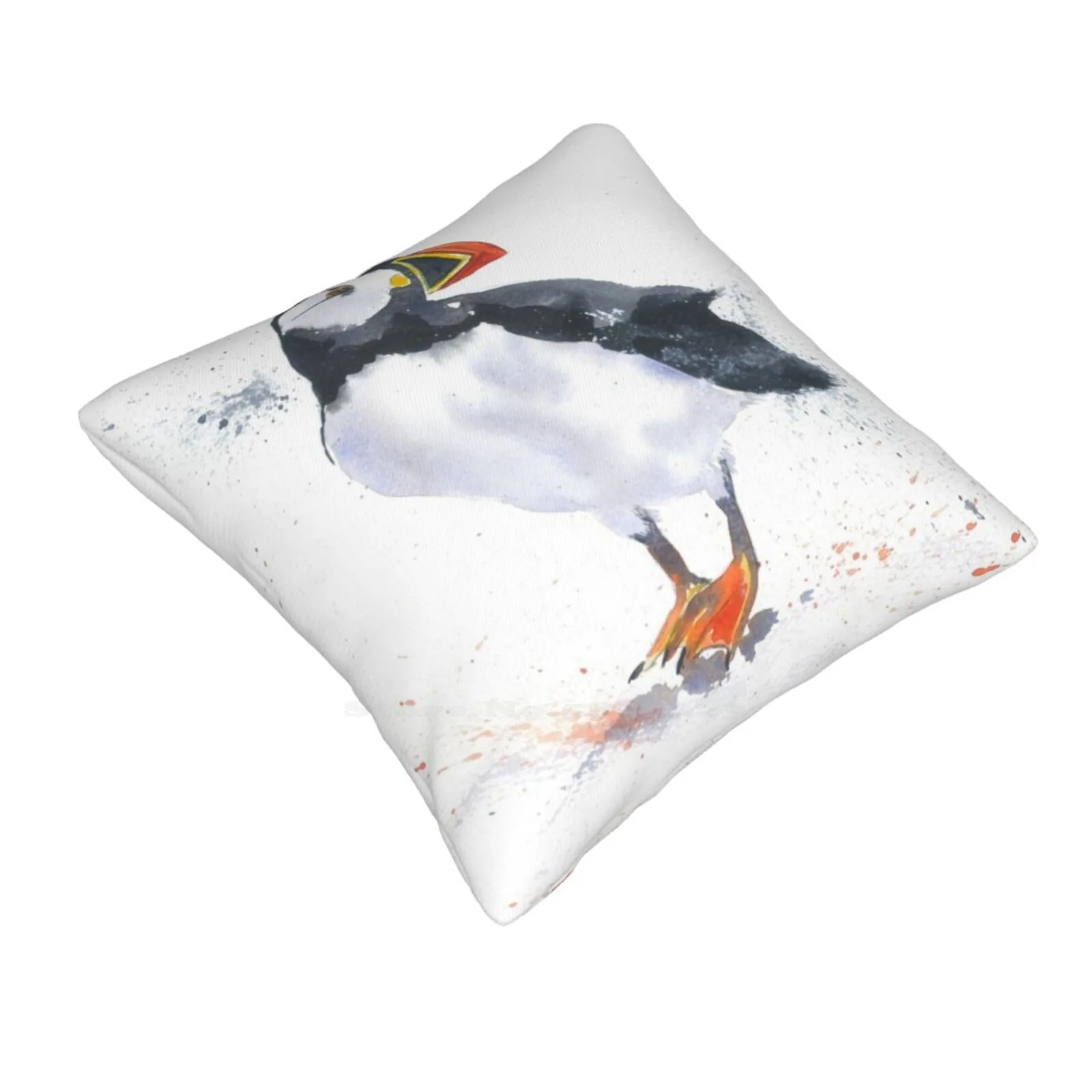 Puffin Pillow Cover Hug Pillowcase Puffin Sea Bird Wildlife Black And White Beak Watercolour Watercolor Corinne Matus New