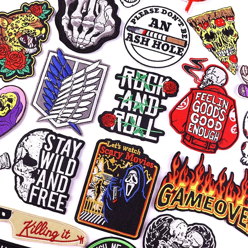 

13Pcs/Lot exquisite personality punk skeleton 3D embroidery cloth patch armband badge DIY accessories clothing bag decoration