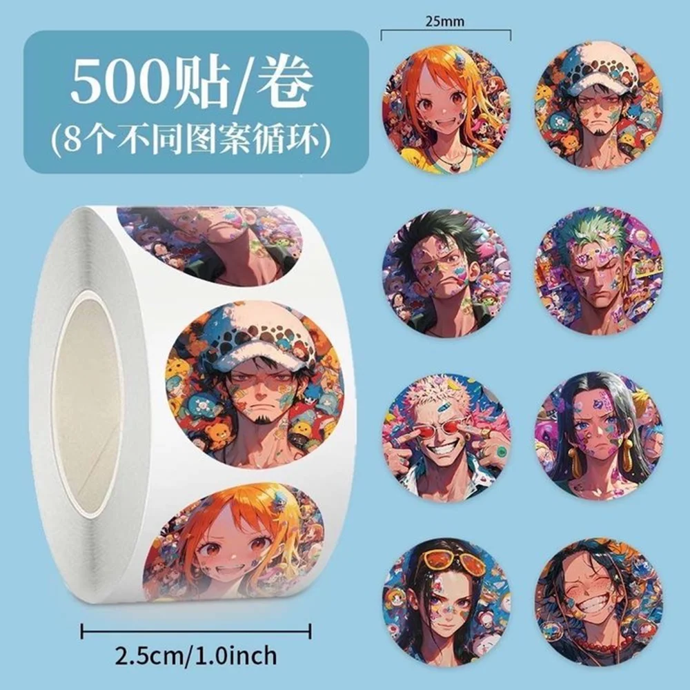 

500pcs/Roll ONE PIECE Anime Sealing Sticker DIY PVC Laptop Decals Decoration Stiker Reward Gift Toys