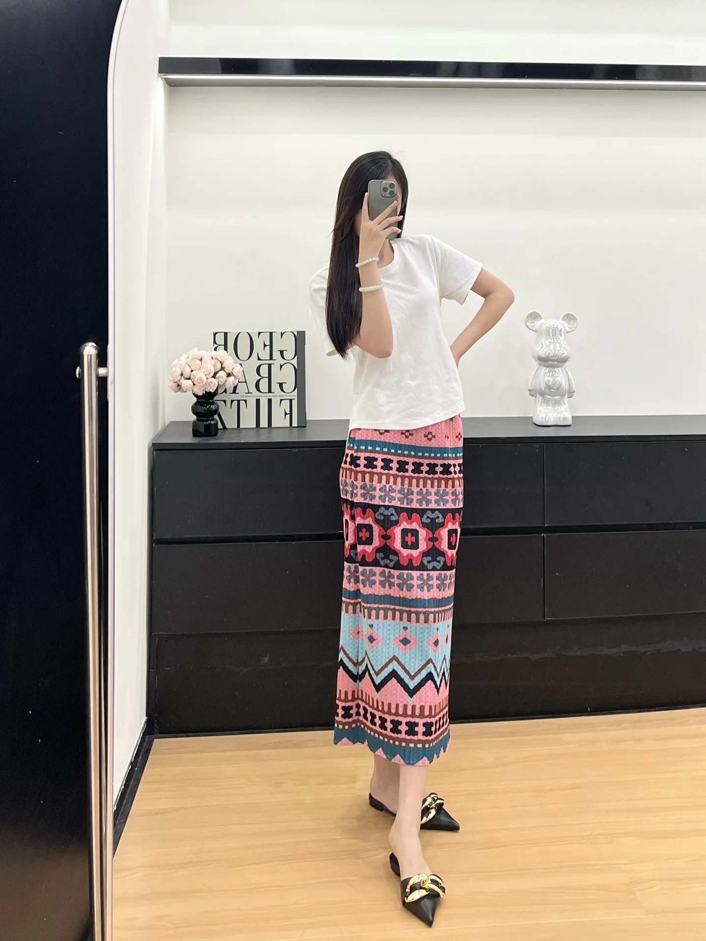 Miyake-falda plisada estampada, novedad de verano 2025, Falda plisada de sensación Premium de alta gama con temperamento