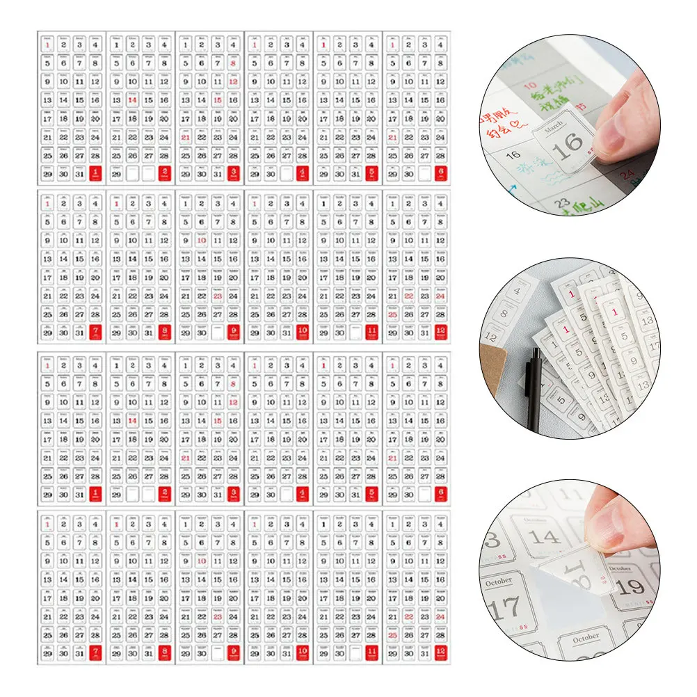 

24 Sheets Calendar Page Tabs Daily Decorative Sticker Labels for Planners Notebooks Calendars Journals Organizers Time