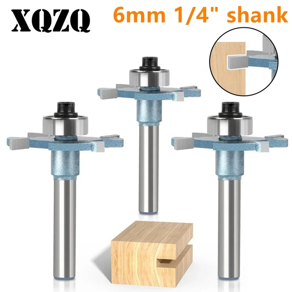 6mm 6.35mm Z4 Rechte Frees Trimmer Reiniging Flush Trim Hoek Ronde Cove Box Bit Houtbewerking Frees voor Hout Gereedschap