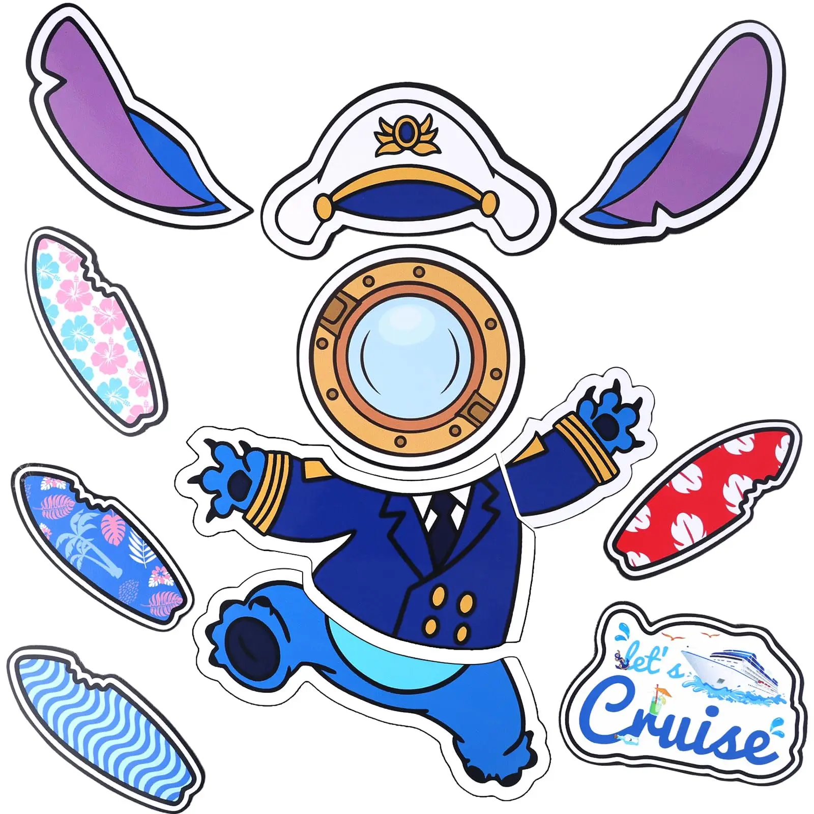 

12 Pcs Cruise Door Magnet Large Captain Cruise Door Decorations Cute Reusable Refrigerator Magnets for Cruise Ship