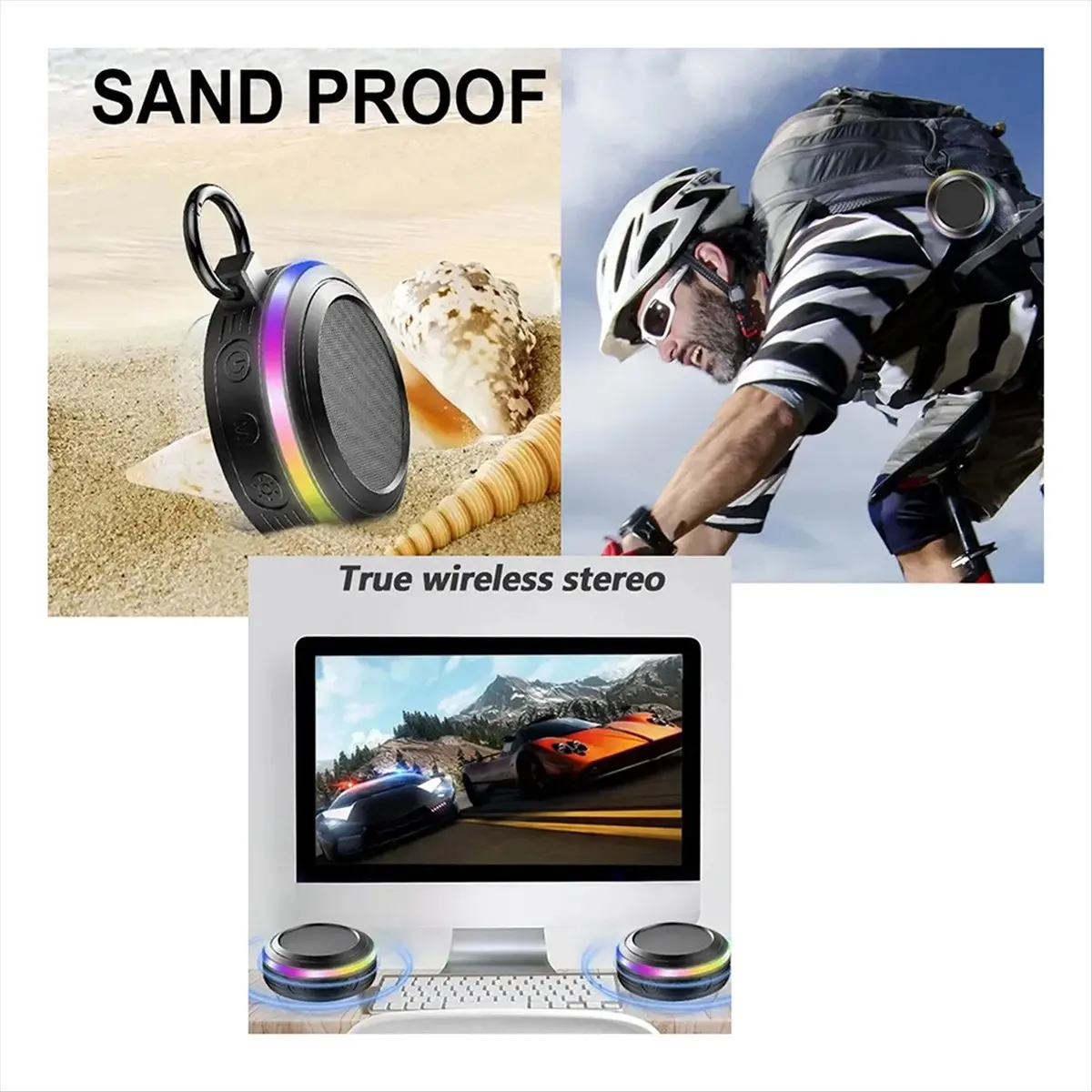 

MYdaY- Bluetooth Speaker Waterproof Bathroom Fm Radio Outdoor Portable Subwoofer Sports Speaker Music Center Home Theater Black