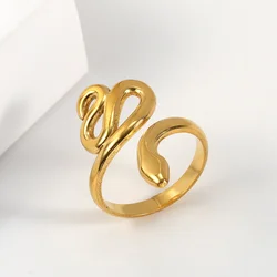 Cazador Stainless Steel Gold Color Open Rings for Women Animal Twisting Snake Finger Rings Punk Jewelry Party Mother Day Gift