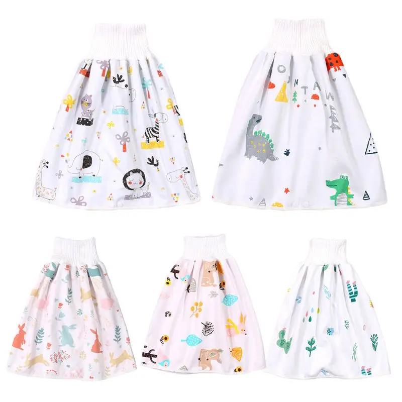 Baby waterdichte katoenen trainingsbroek doek kleurrijke dieren dinosaurus print luier rok slaapbed pad matras