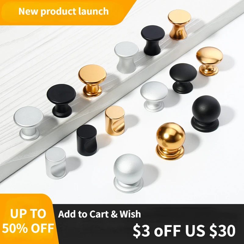 Gold Black Single Hole Aluminum Alloy Handle Light Luxury Nordic Drawer Cabinet Wardrobe Door Pulls Modern American Handle