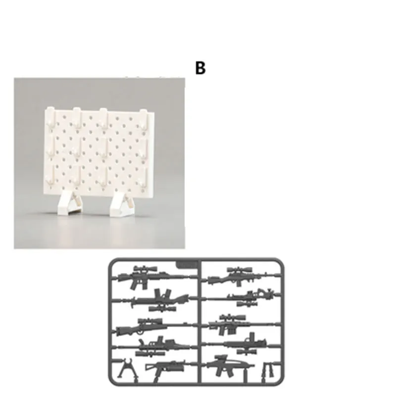 مجموعة جدران تخزين سلاح السلاح العسكري لبنات البناء بأرقام SWAT رفوف لطراز مدفع الأسلحة ملحقات ألعاب الطوب MOC هدية للأولاد
