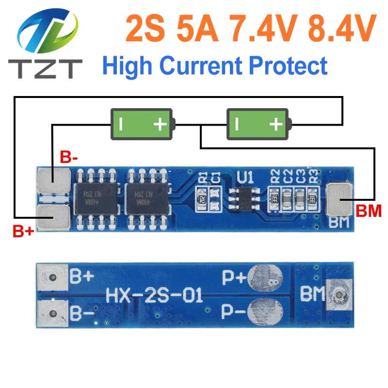 1/5/10PCS 2S 5A 18650 Lithium Battery Charging Protection Board Module Charger 7.4V 8.4V pad module high current protect
