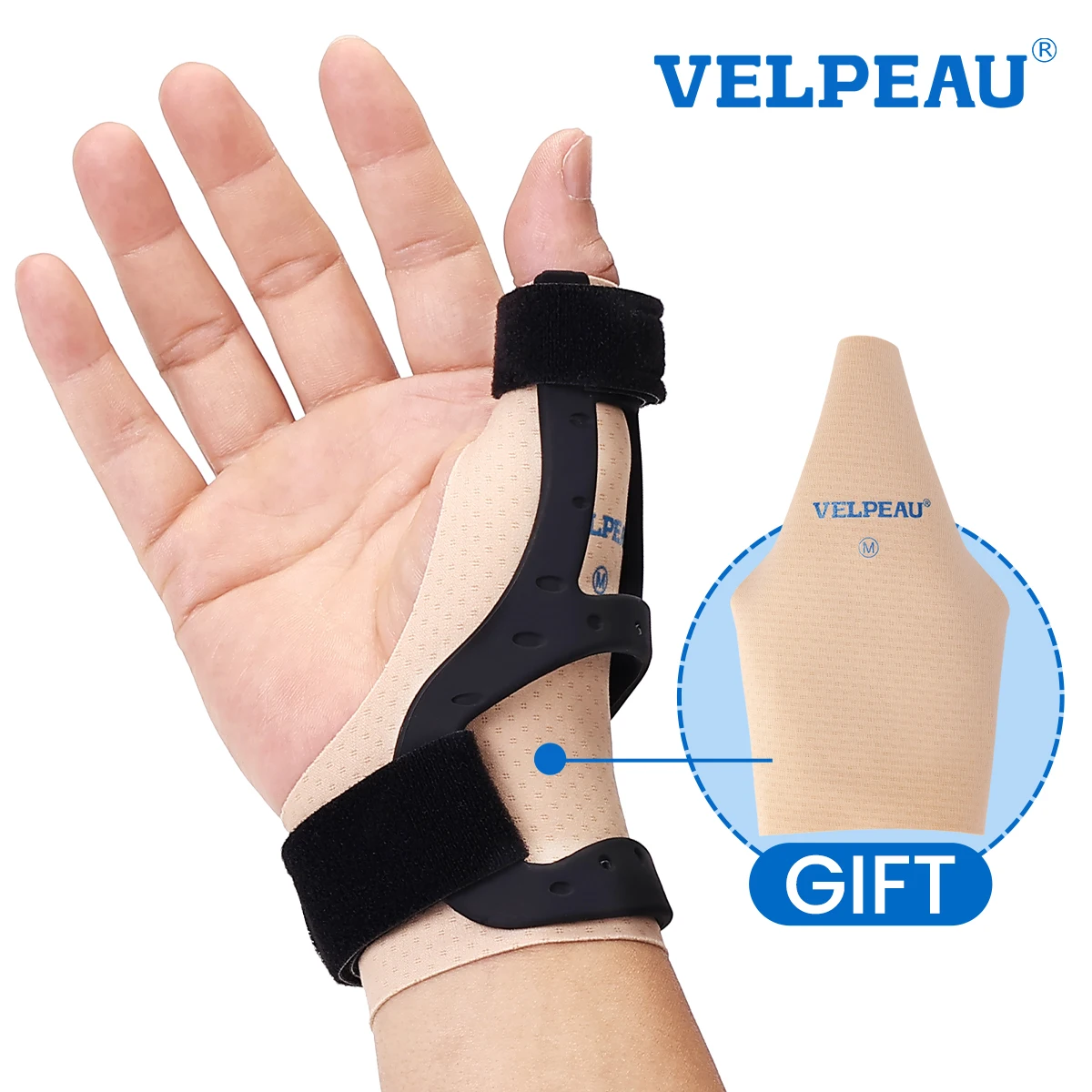 

VELPEAU Waterproof Thumb Brace, Semi-rigid Silicone Thumb Splint for De Quervains Tenosynovitis, Arthritis and Tendonitis Pain