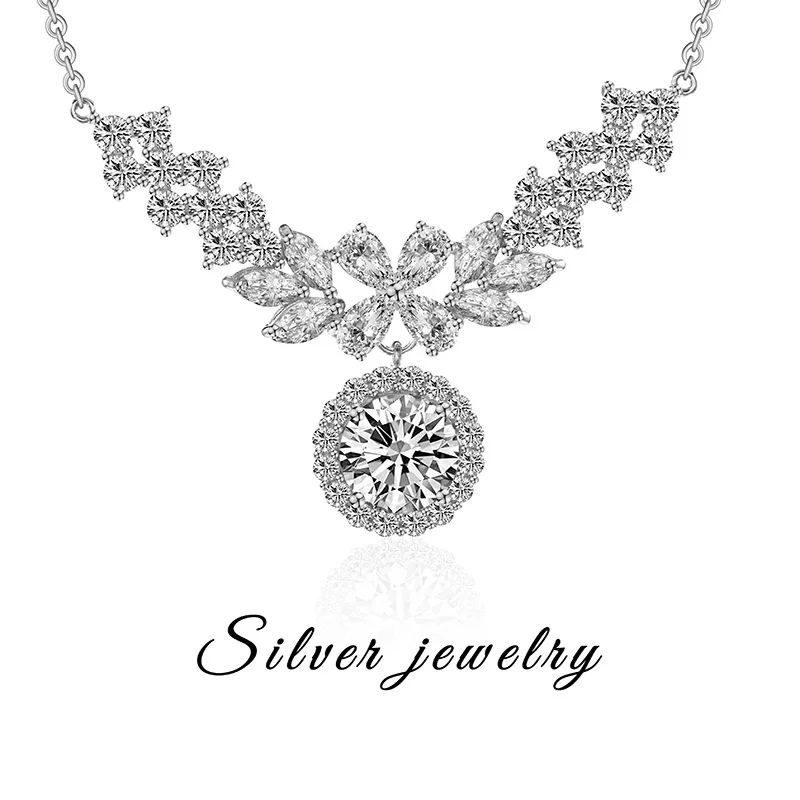 925 قلادة فضية VVS1 D اللون 1ct مويسانيتي قلادة رائعة ضوء مجوهرات فاخرة هدية عيد الحب #1
