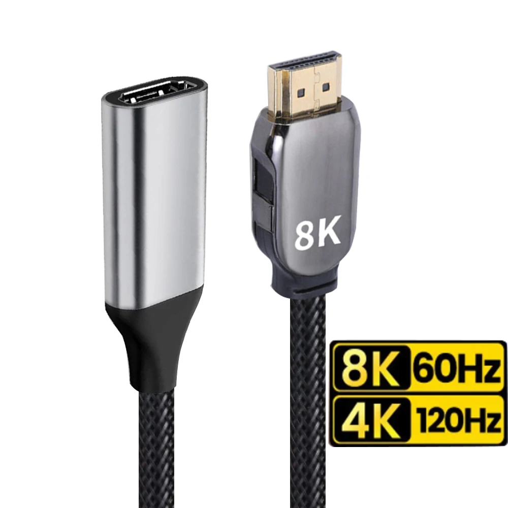 Przedłużacz HDMI 2.1 1,8 m długi kabel 8K HDMI 2.1 Przedłużacz męski do żeńskiego kabla HDMI 2.1 8K 60Hz HDR Earc CEC do PS5 Xbox