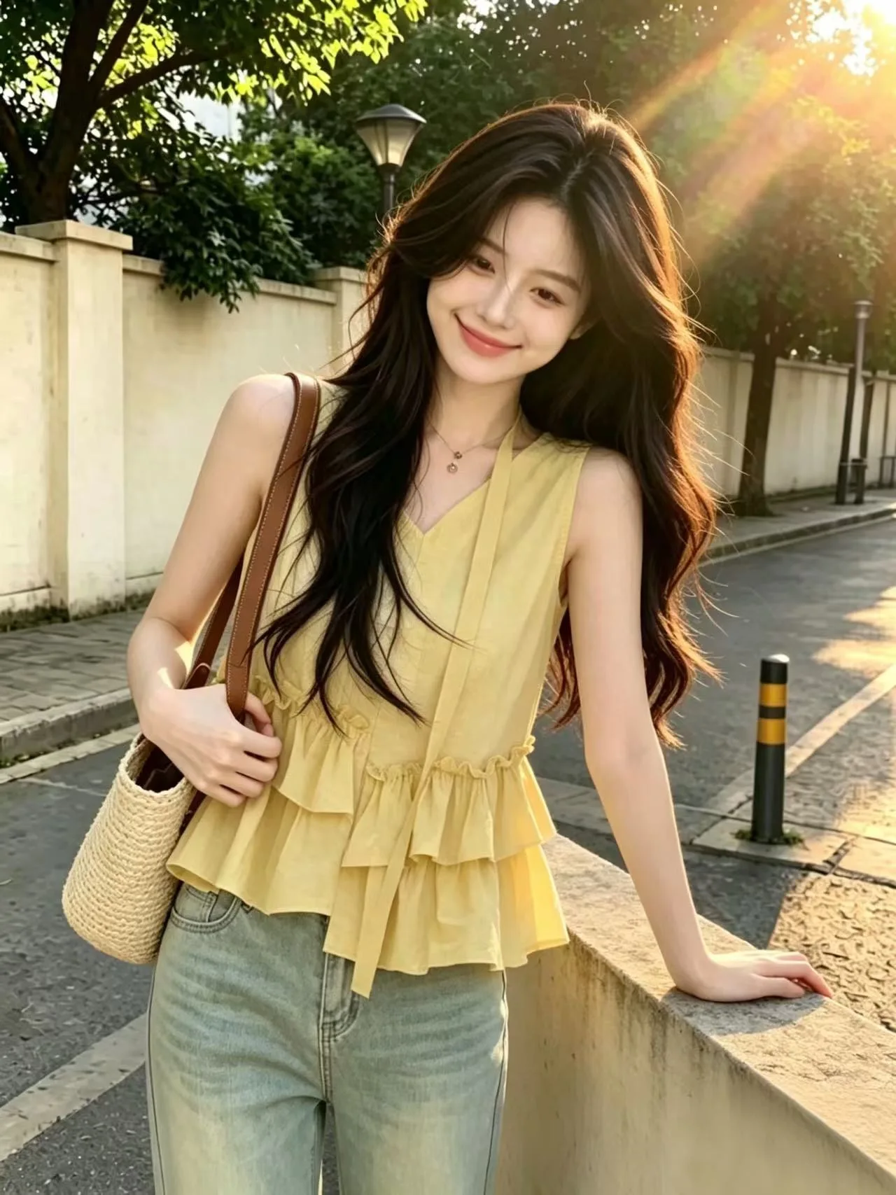 

Island Vacation V-Neck Asymmetrical Hem Sleeveless Shirt Women Summer Design Sensual Sash Vest Small Shirt Original Design Th...