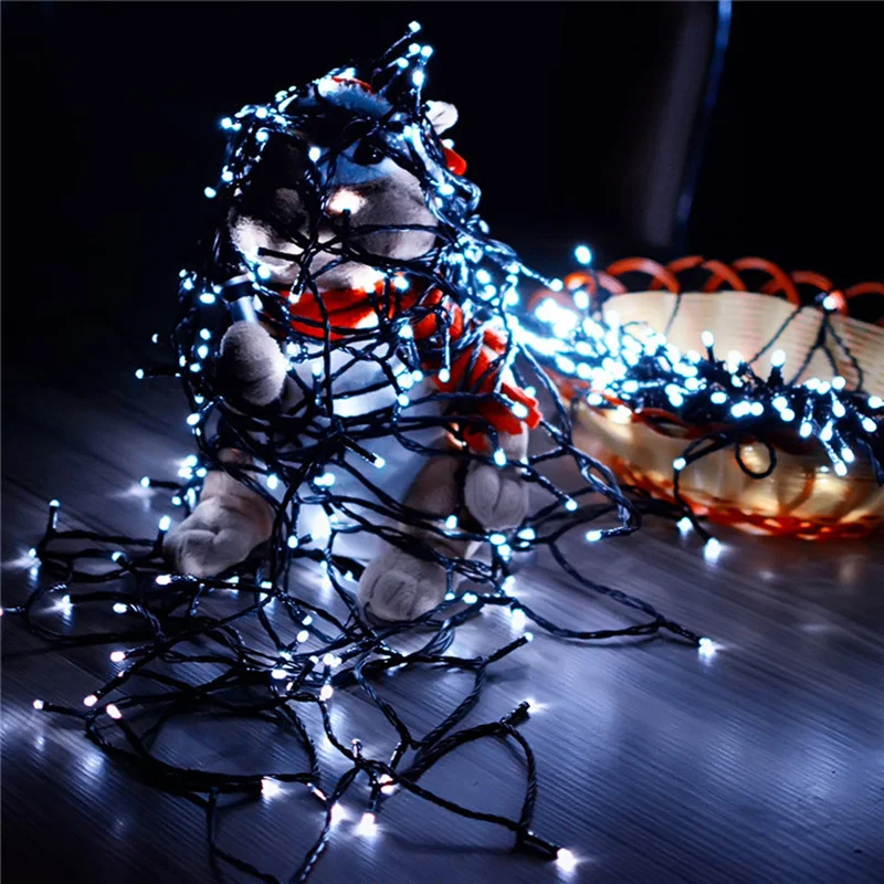 Outdoor LED Solar String Light Holiday Wedding Fairy Christmas Garland Lamp Garden Yard Courtyard Lamp for Party Home Decoration