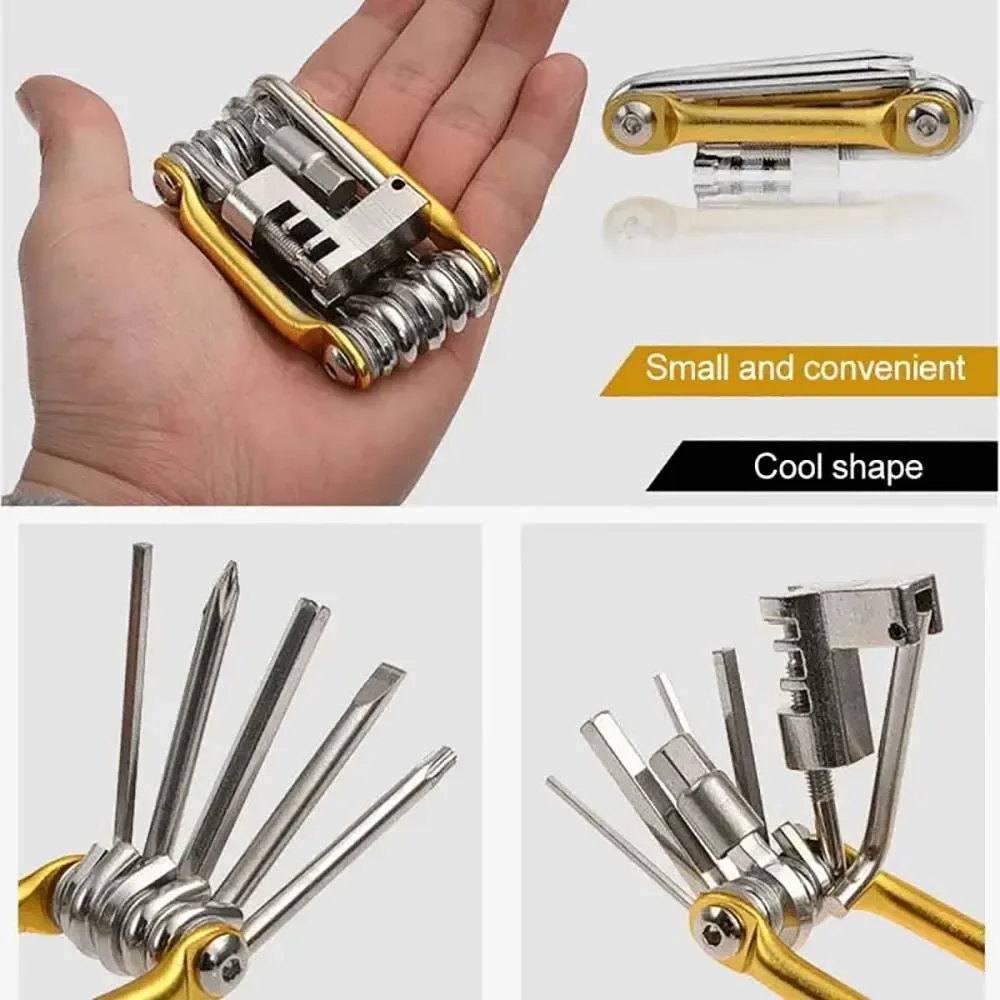

11 in 1 Bicycle Multi Tool Chain Splitter Cutter Multifunction For MTB Mountain Road Bike Wrench Screwdriver Repair Multitool