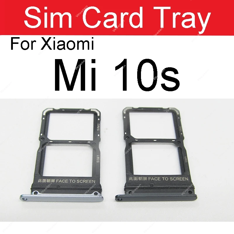 Sim Tray Slot Holder For Xiaomi Mi 10 10T Lite Pro Mi 10s Mi 10 Ultra SIM Card Tray Adapter Socket Replacement Parts With Pin