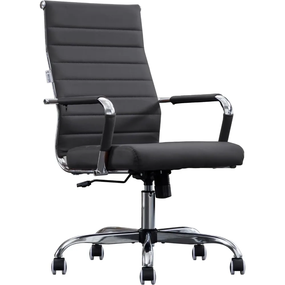 Home Office Chair Ribbed, Modern Leather Conference Room Chairs, Ergonomic Office Desk Chair, High Back Executive Computer Chair