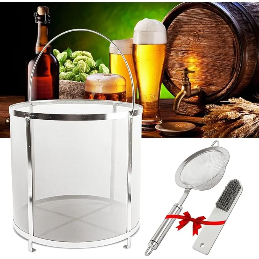 

Brewing Hopper Strainer 300 Micron Mesh Barrel Brewing Grain Basket Strainer for Homebrew Hops Wine Beer Tea Kettle Brew Filter