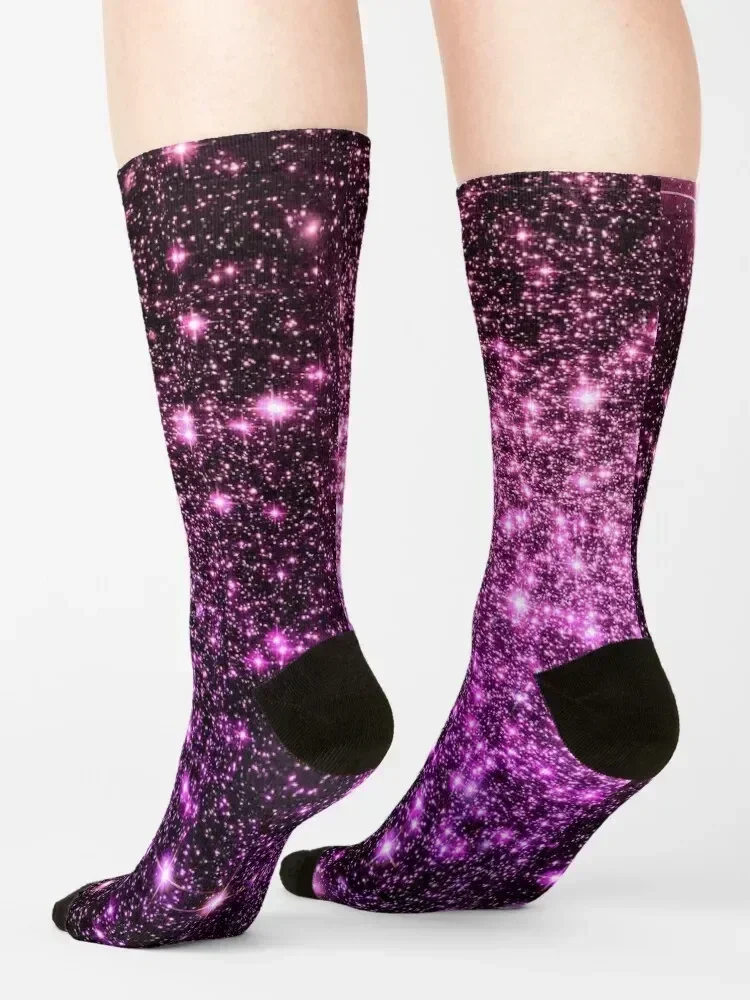 Galaxy Sparkle Stars Pink Purple Ombre Socks Christmas Running hip hop designer brand Socks For Girls Men's