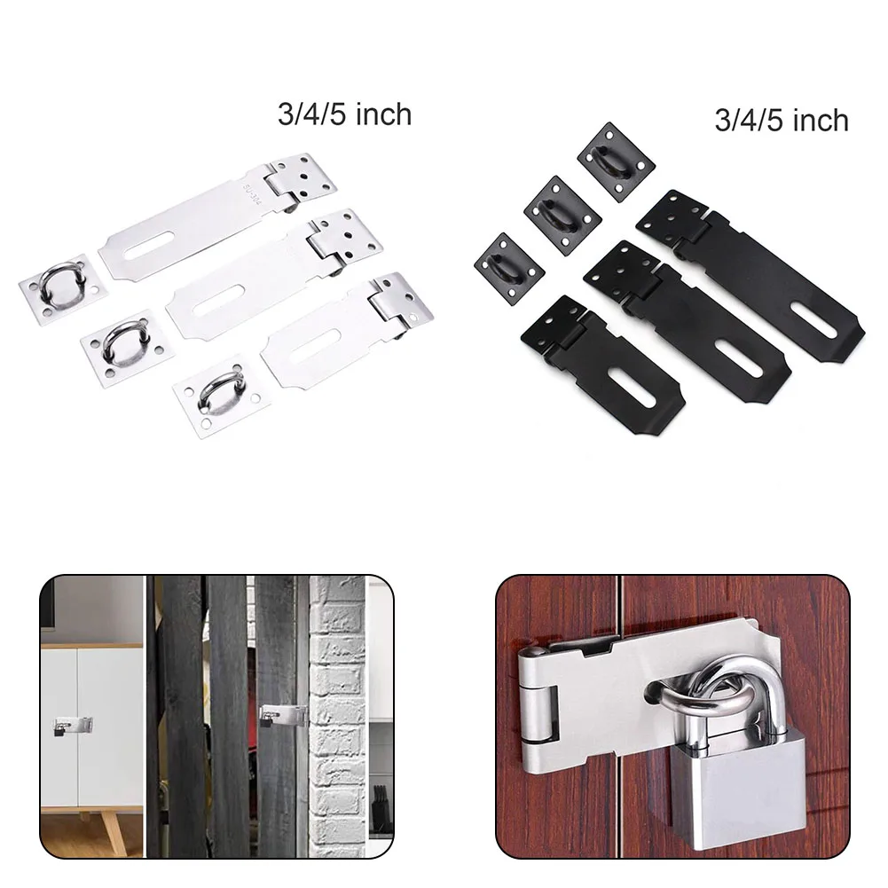 

Shed Gate Latch Stainless Steel Drawer Padlock Hasp Door Clasp Lock Home Burglar-proof Bolt Door Buckle Screws Safety Padlock