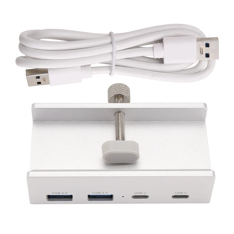 USB 3.0 Hub Aluminum Clip-On Typec Hub Desktop Splitter With USB-C 5Gbps Transfer Rate For Laptops