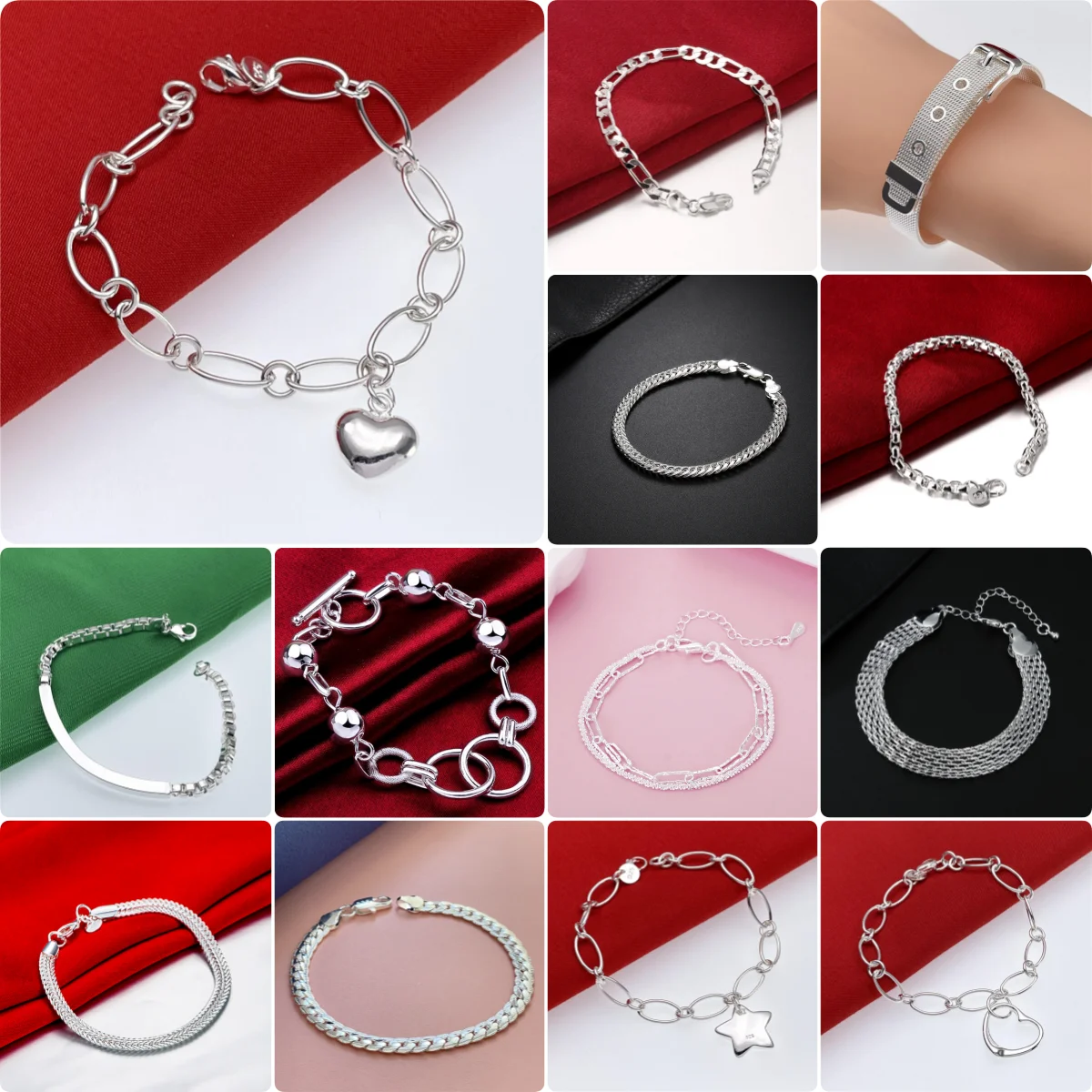 

20CM Wholesale 925 Sterling silver solid chain Bracelets Noble for women men Fine Fashion Wedding Jewelry