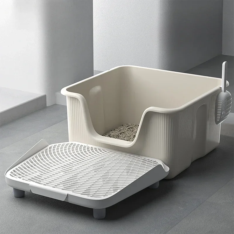 Large Square Cat Litter Box Semi Enclosed Sandbox Cat Heighten Anti Splash Toilet For Cat Sand Leakage Pedal Pet Accessories
