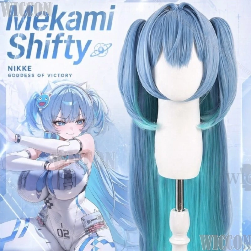 

GODDESSS Game VICTORYSS Cosplay Mekami Shifty Outfit Gray Blue Wig Mint Colored Inner Hair Synthetic Hair 코스프레 Navidad Carnaval
