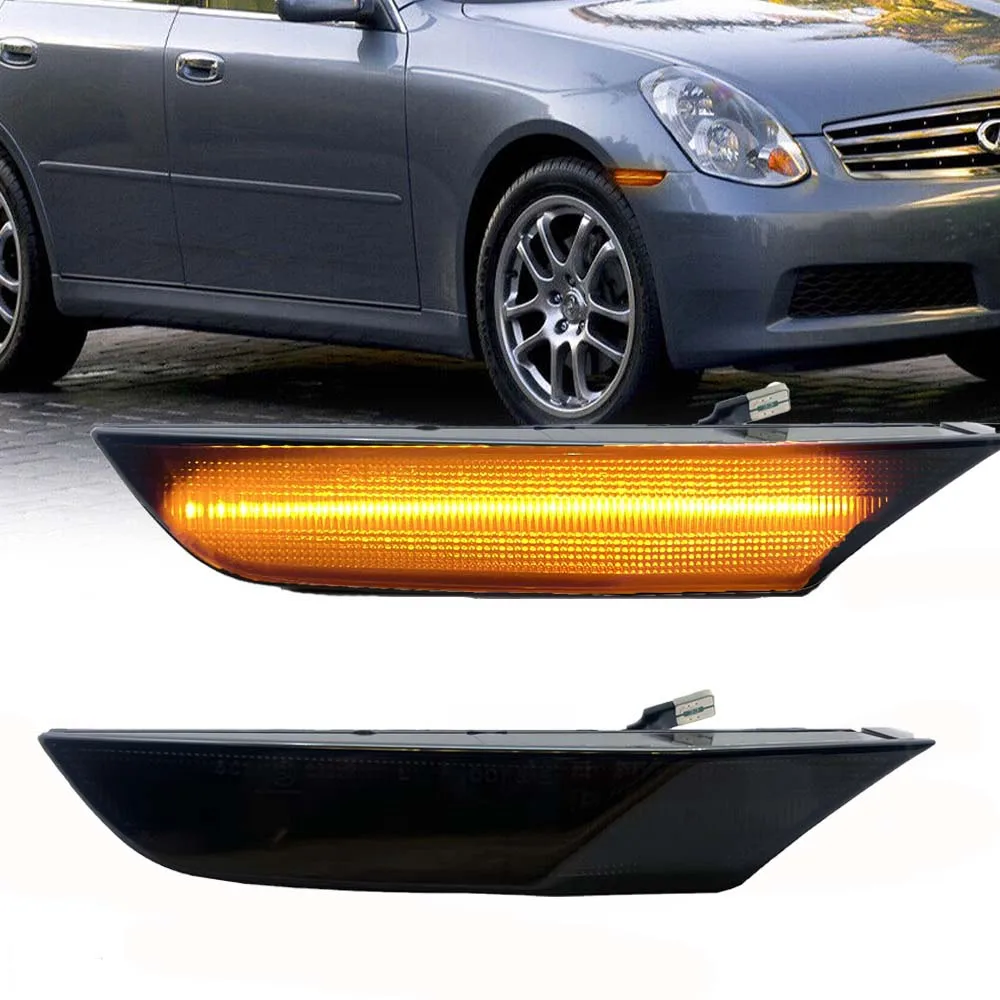 

For 2003 2004 2005 2006 G35 4D Sedan Base X Nissan Skyline V35 Sedan Front Bumper Amber LED Side Marker Light Lamp Pair