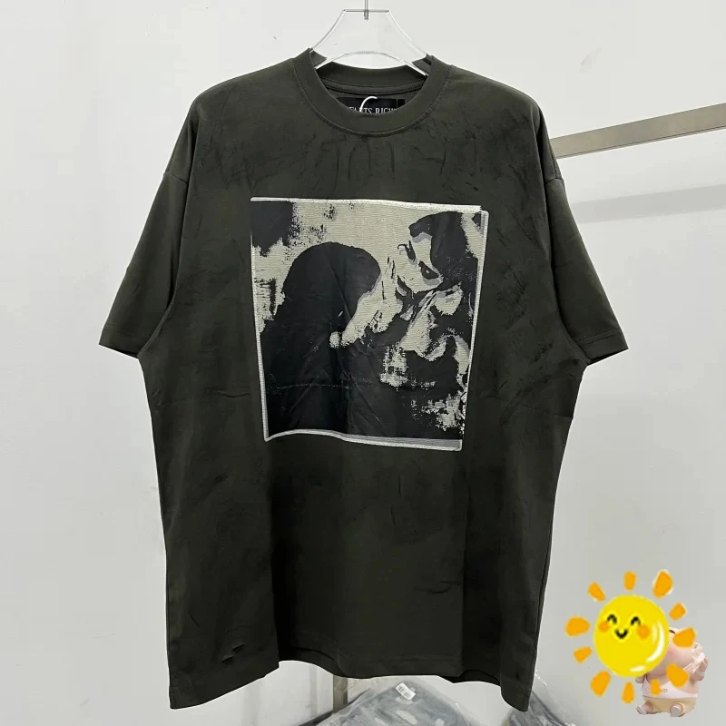 

24SS Vintage Abstract Character Pattern Printing Enfants Riches Deprimes T Shirt Heavy Fabric Cotton Tee Oversized ERD T-Shirt