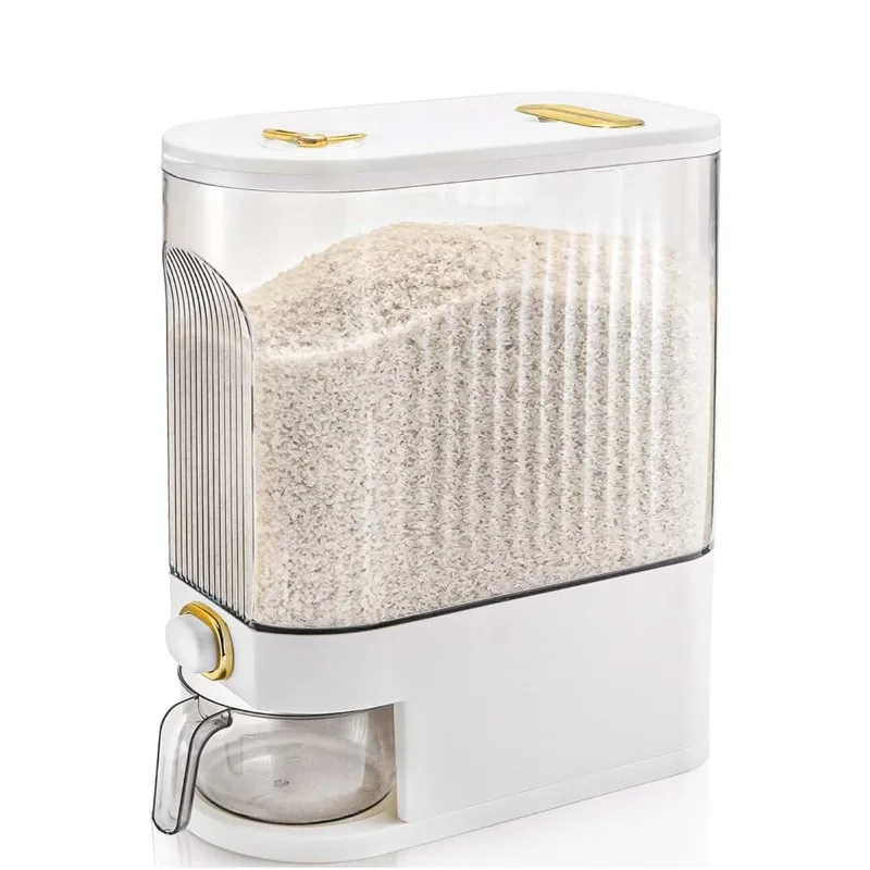 

Диспенсер для риса на 10 л: большой контейнер для хранения в кладовой с мерным стаканом и отметками времени для хранения круп и продуктов на кухне