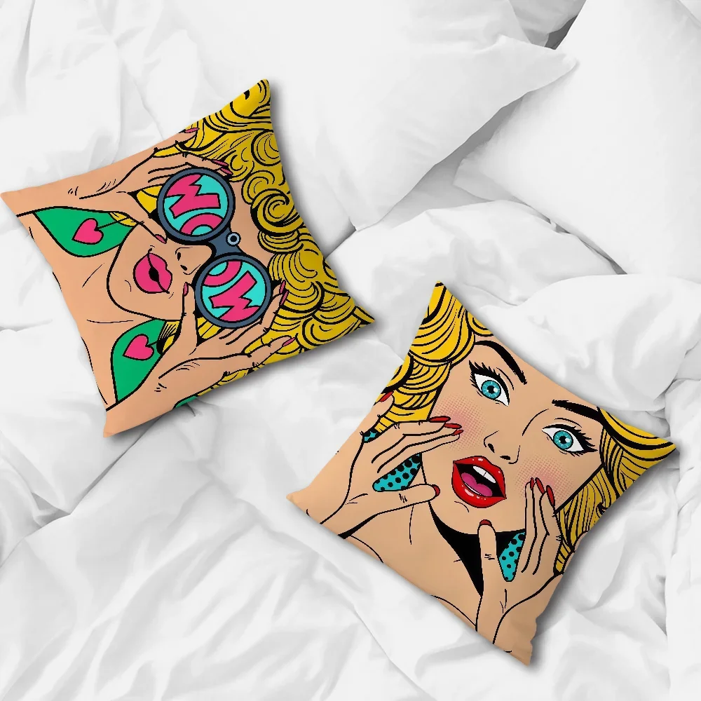 Fashion Soft Pillow Case for Art Sofa Living Room Home Comic Office Decor Protective Portrait POP Covers Without Pillow-Insert