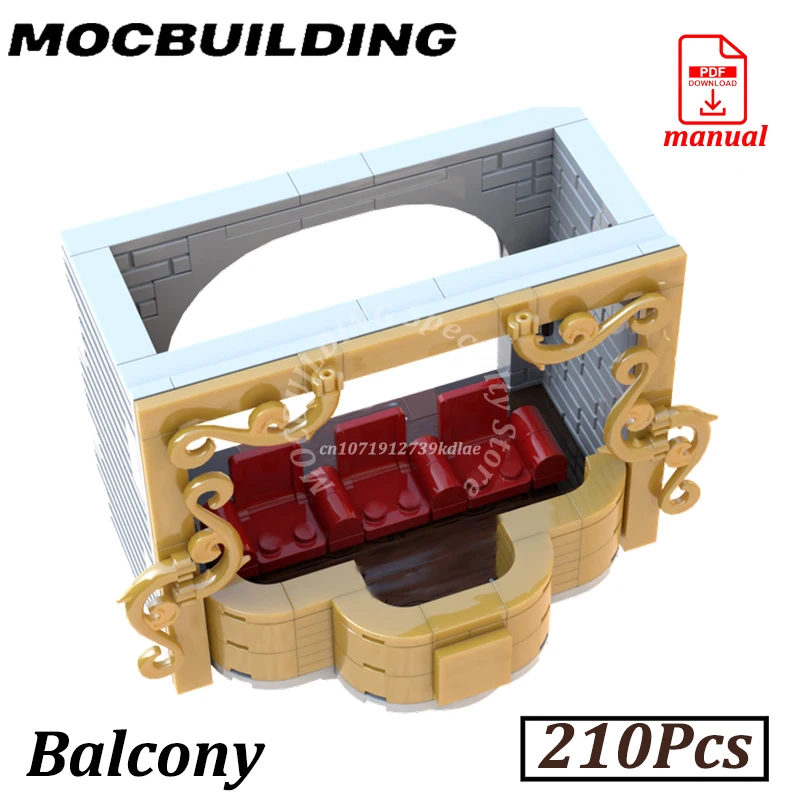 

Балкон для конструктора Muppet Blocks: Напольная подставка-дополнение для моделей театра, строительные блоки MOC, конструктор DIY