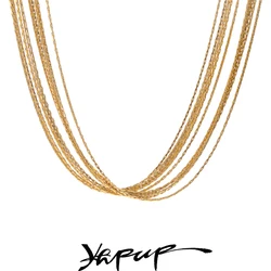 Yhpup Popular Exquisite Stainless Steel Layered Chain Overlay Collar Necklace Charm Fashion Collarbone Chain Jewelry Waterproof
