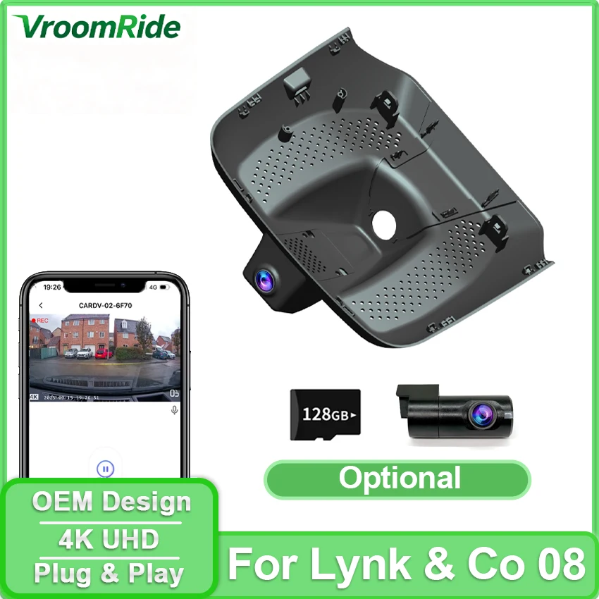 for Lynk & Co 08 2023 2024 2025 2026 4K Dash Cam Front Rear Car DVR Camera WiFi Plug and Play Video Recorder APP Control
